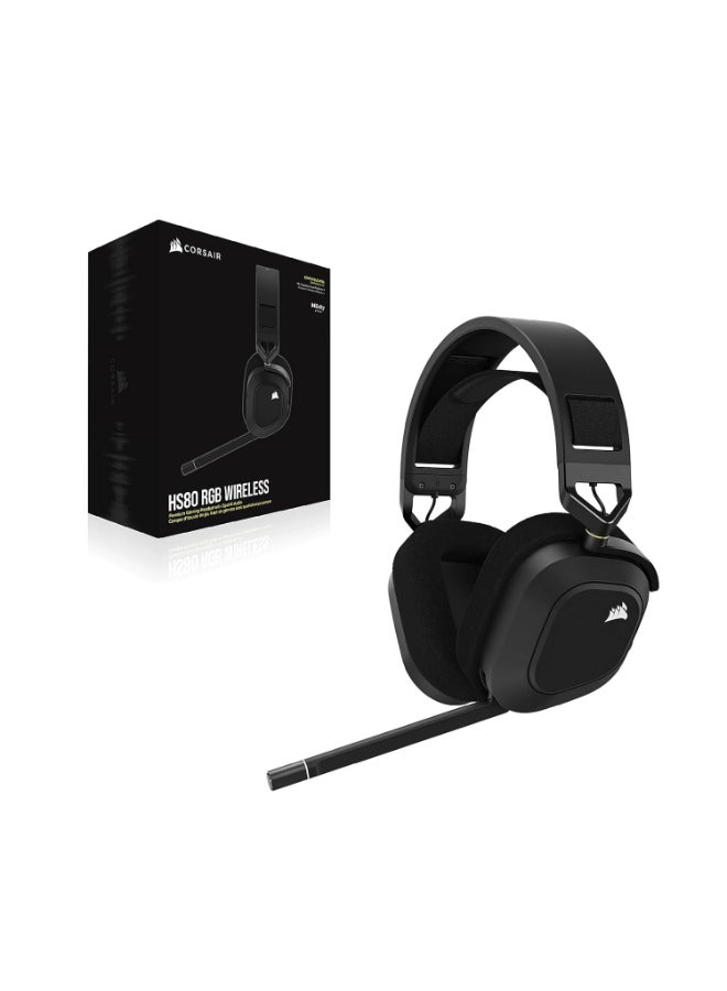 Corsair HS80 RGB Wireless Premium Gaming Headset with Spatial Audio - Works with Mac, PC, PS5, PS4 - Carbon