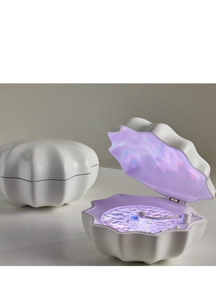 Shell Sleep Aid Record Water Ripple Wireless Bluetooth Speaker Atmosphere Light Desktop Speaker Gift for Female Best Friend's Birthday