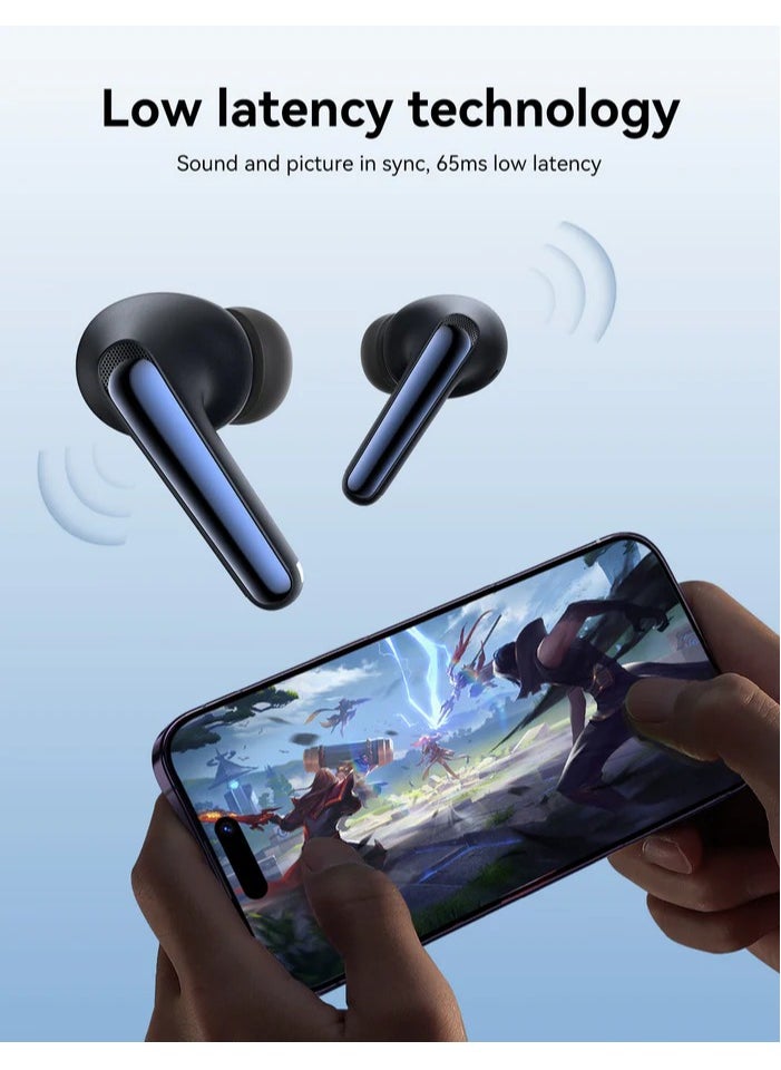 Wireless Earbuds 500mAh True Hi-Fi Sound ANC (Active Noise Cancellation) with Dual-EQ Mode and Built-in Mic Black