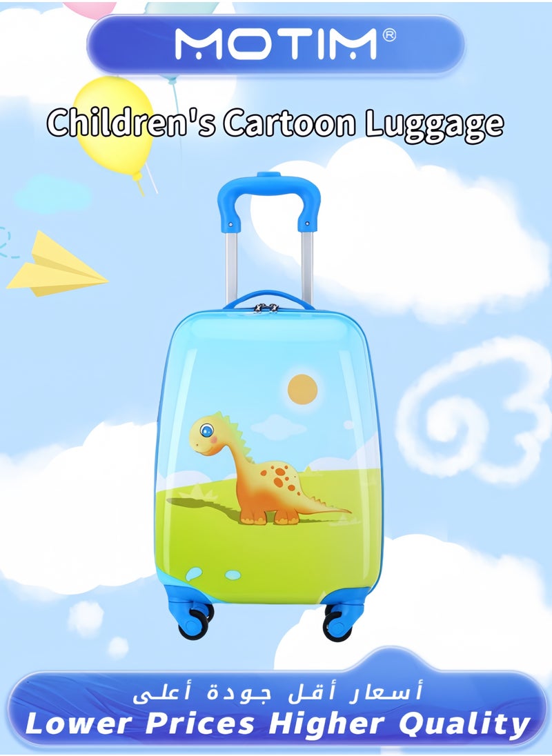 Kids 18 inch Cartoon Luggage Lightweight Travel Luggage Made of ABS Material Carry-On Luggage with Spinning Wheels for Kids to go Traveling and School