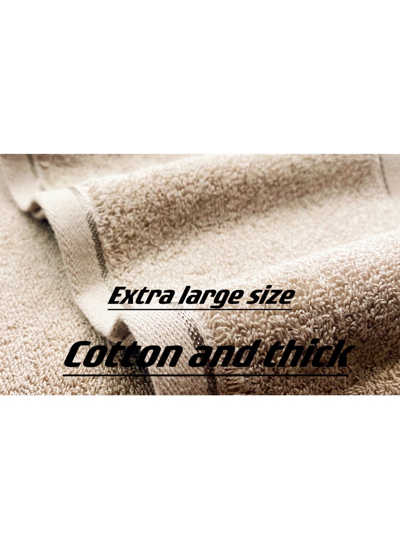 Extra Large Size (200 * 100cm) Luxury Large Bath Towels Pure Cotton Set Soft High Water Absorption Quick Drying Bathroom Spa Beach Hotel Swimming (Khaki)