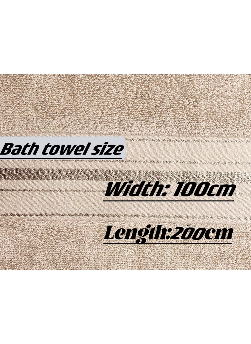 Extra Large Size (200 * 100cm) Luxury Large Bath Towels Pure Cotton Set Soft High Water Absorption Quick Drying Bathroom Spa Beach Hotel Swimming (Khaki)