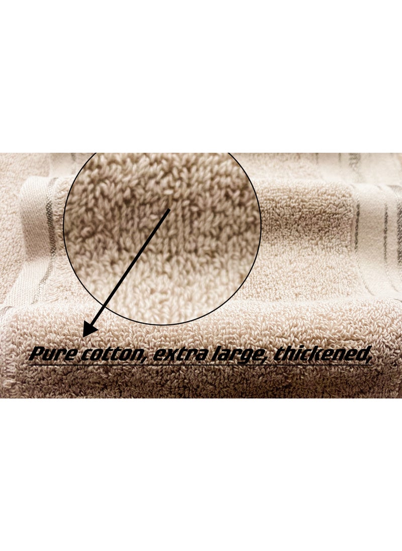 Extra Large Size (200 * 100cm) Luxury Large Bath Towels Pure Cotton Set Soft High Water Absorption Quick Drying Bathroom Spa Beach Hotel Swimming (Khaki)