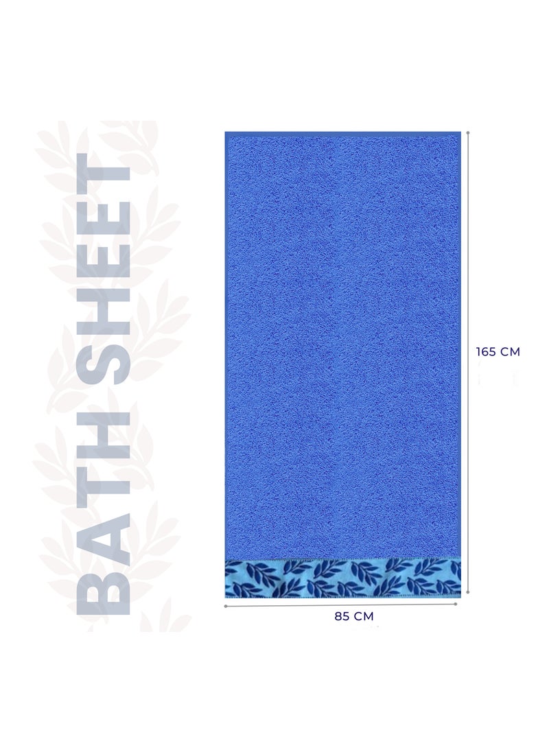 DUKE SERENA (Pack of 2) 100% Cotton Premium Bath Sheets (165 x 85cm) Lightweight & Highly Absorbent Quick Drying, Perfect for Daily Use Super Soft Bath Sheet (Blue)