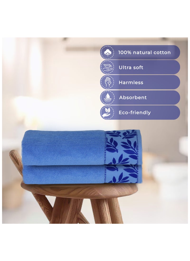 DUKE SERENA (Pack of 2) 100% Cotton Premium Bath Sheets (165 x 85cm) Lightweight & Highly Absorbent Quick Drying, Perfect for Daily Use Super Soft Bath Sheet (Blue)