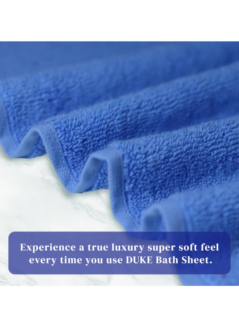 DUKE SERENA (Pack of 2) 100% Cotton Premium Bath Sheets (165 x 85cm) Lightweight & Highly Absorbent Quick Drying, Perfect for Daily Use Super Soft Bath Sheet (Blue)