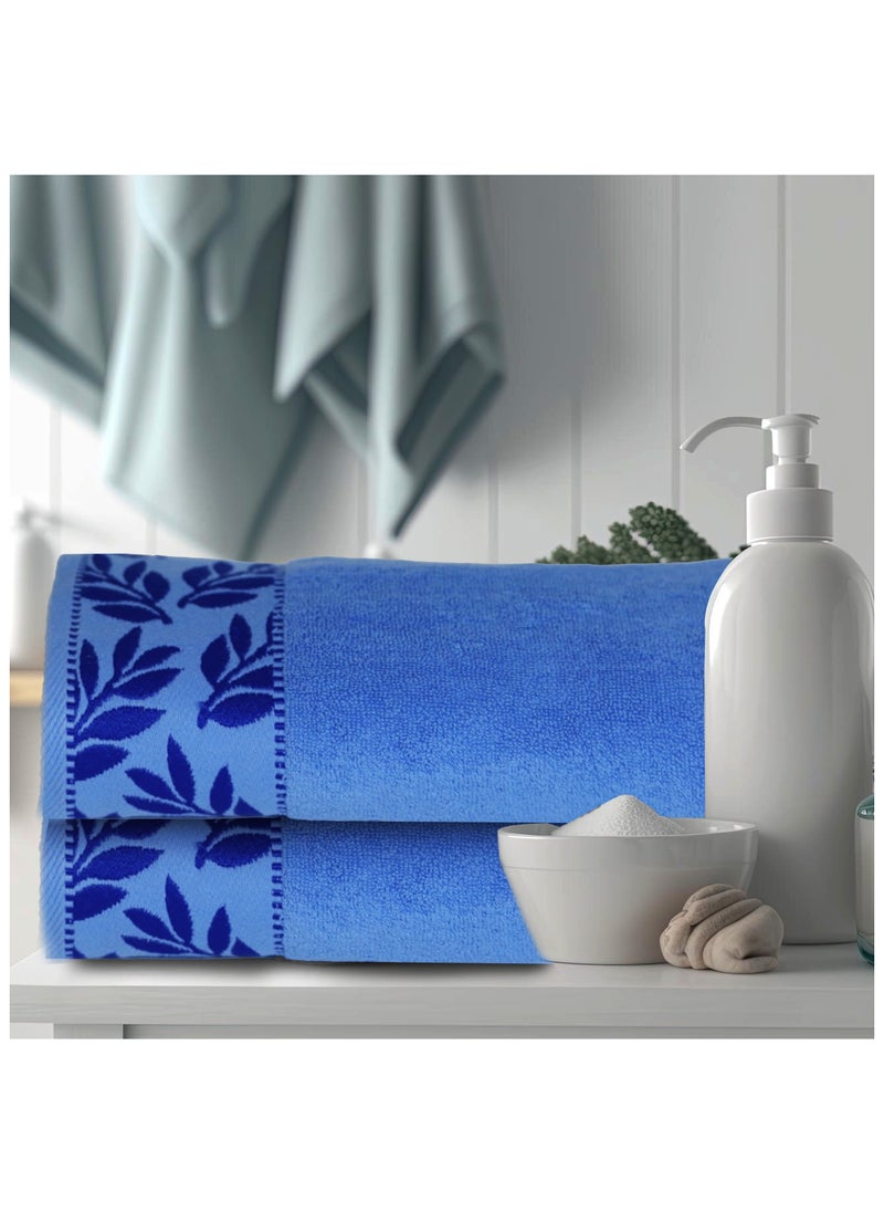 DUKE SERENA (Pack of 2) 100% Cotton Premium Bath Sheets (165 x 85cm) Lightweight & Highly Absorbent Quick Drying, Perfect for Daily Use Super Soft Bath Sheet (Blue)