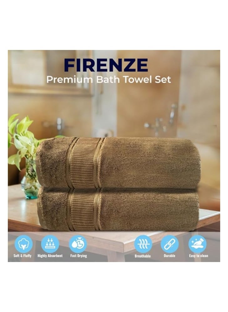 DUKE Firenze Eco-Friendly Luxurious Cotton Bath Towels (Pack of 2) 75X150 cm Ultra Soft Bath Towels Quick Dry, Absorbent, Durable & Washable Towels Easy To Care 100% Cotton Bath Towels