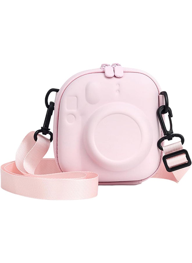 Universal Protective Camera Case for Fujifilm Instax Mini 12 11 9 8 SE 7+ 40, Instant Camera Bag Hard EVA Case with Shoulder Strap- Blossom Pink