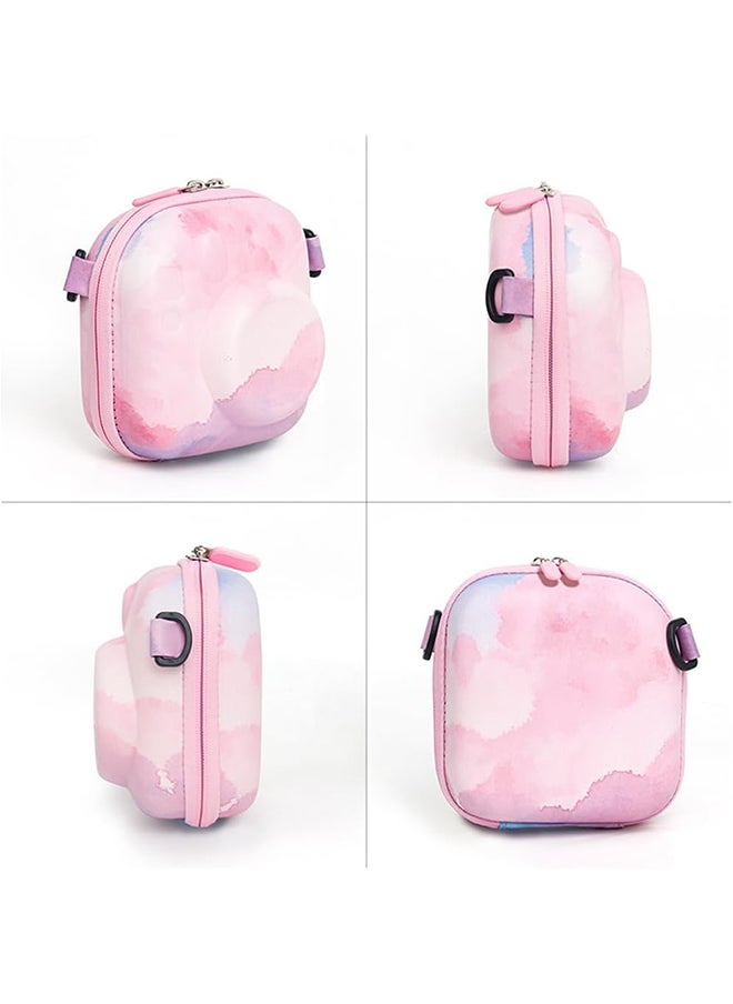 Universal Protective Camera Case for Fujifilm Instax Mini 12 11 9 8 SE 7+ 40, Instant Camera Bag Hard EVA Case with Shoulder Strap- Pink Cloud