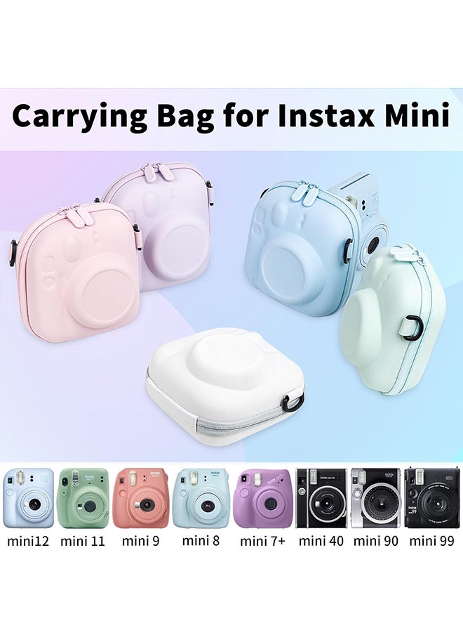 Universal Protective Camera Case for Fujifilm Instax Mini 12 11 9 8 SE 7+ 40, Instant Camera Bag Hard EVA Case with Shoulder Strap- Pastel Blue