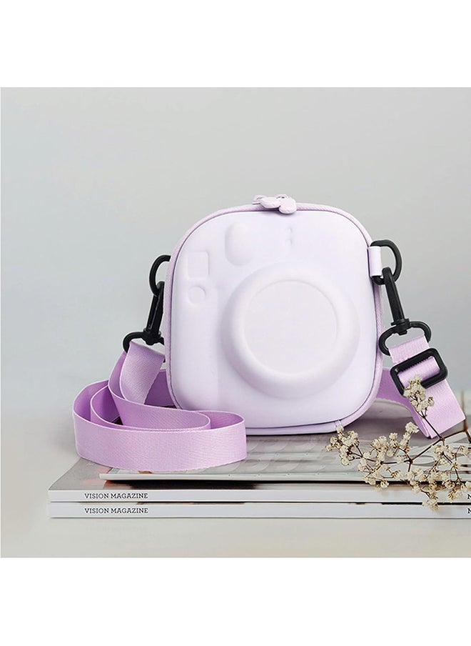 Universal Protective Camera Case for Fujifilm Instax Mini 12 11 9 8 SE 7+ 40, Instant Camera Bag Hard EVA Case with Shoulder Strap- Lilac purple