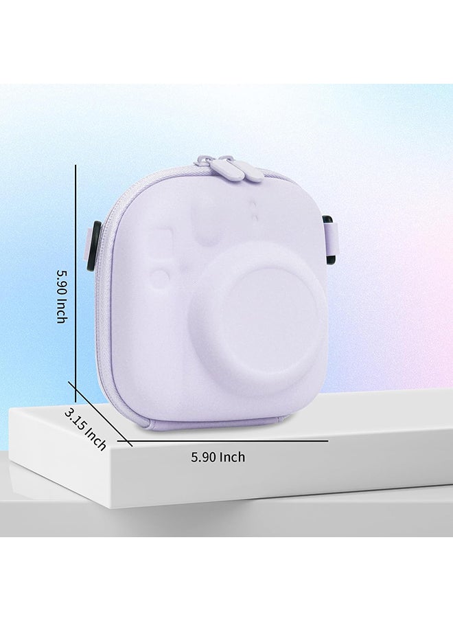 Universal Protective Camera Case for Fujifilm Instax Mini 12 11 9 8 SE 7+ 40, Instant Camera Bag Hard EVA Case with Shoulder Strap- Lilac purple