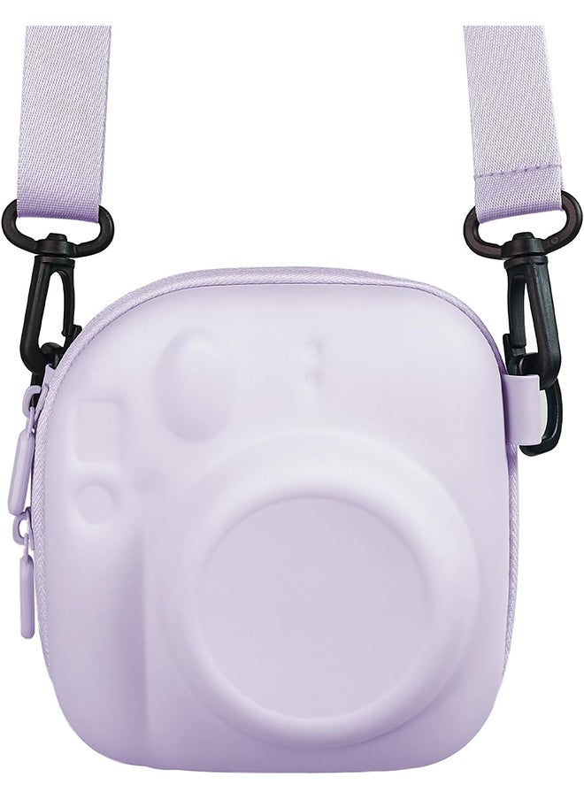 Universal Protective Camera Case for Fujifilm Instax Mini 12 11 9 8 SE 7+ 40, Instant Camera Bag Hard EVA Case with Shoulder Strap- Lilac purple