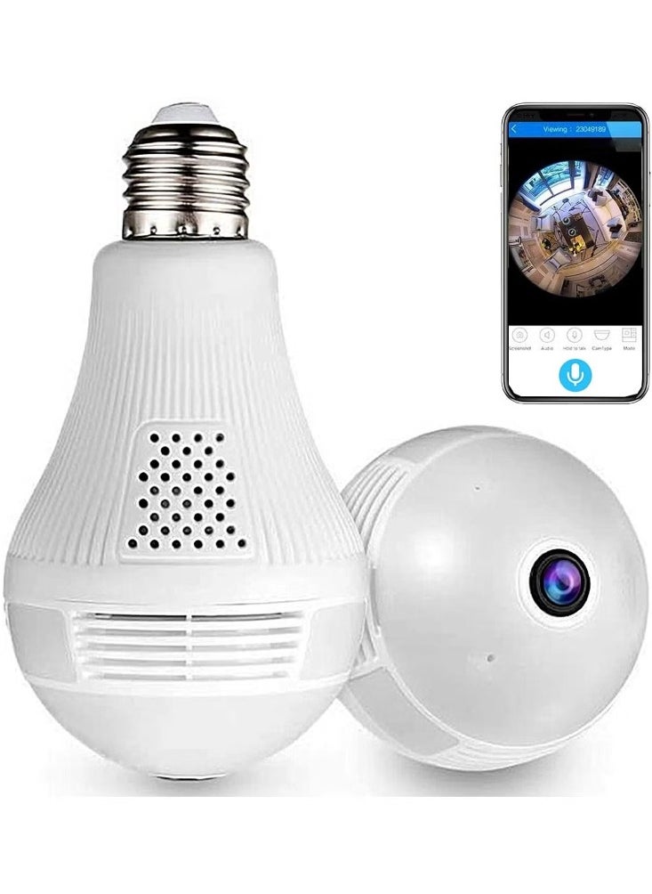 Wifi Bulb Camera, 1080P Wifi Security Camera, 2mp Wireless IP Led Cam,360 Degrees Panoramic/Home Surveillance Camera, Motion Detection/Night Vision/Alarm