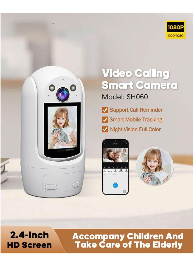 SH060,Indoor video calling smart Cameras ,Wifi Cameras 2.4inch HD Display and two-way video calling, 1080P Full HD ，360°panoramic house viewing，Accompany children AndTake care of The Elderly