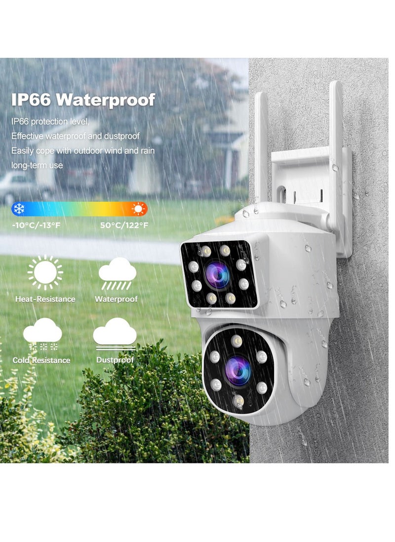 SH063 Security Camera , Dual Lens PTZ Wireless Outdoor Cameras for Home Security , IP66 Waterproof, Two installation methods, Full Color Night Vision, Two-Way Audio Talking, 24/7 Record,SD/Cloud