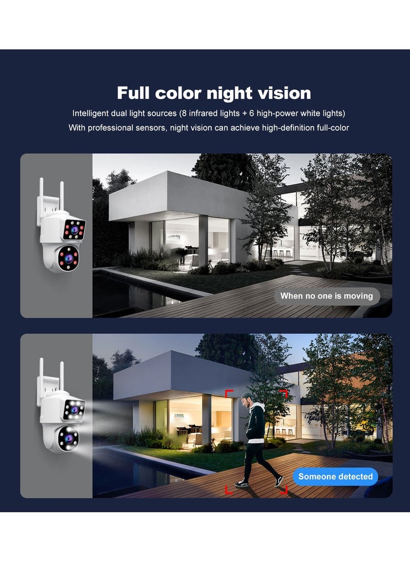 SH063 Security Camera , Dual Lens PTZ Wireless Outdoor Cameras for Home Security , IP66 Waterproof, Two installation methods, Full Color Night Vision, Two-Way Audio Talking, 24/7 Record,SD/Cloud