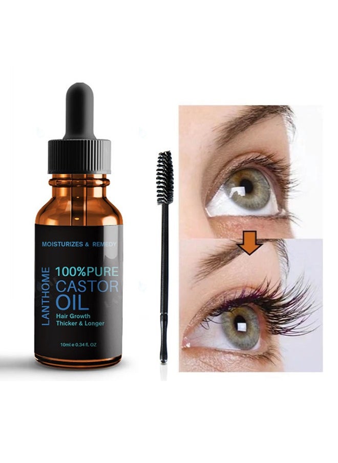 100% Pure Castor Oil, Organic Pure Cold Pressed, Organic Castor Oil for Hair Growth, Body Massage Oil, Eyelashes & Eyebrows, Anti-Aging Essential Oil (10ML)