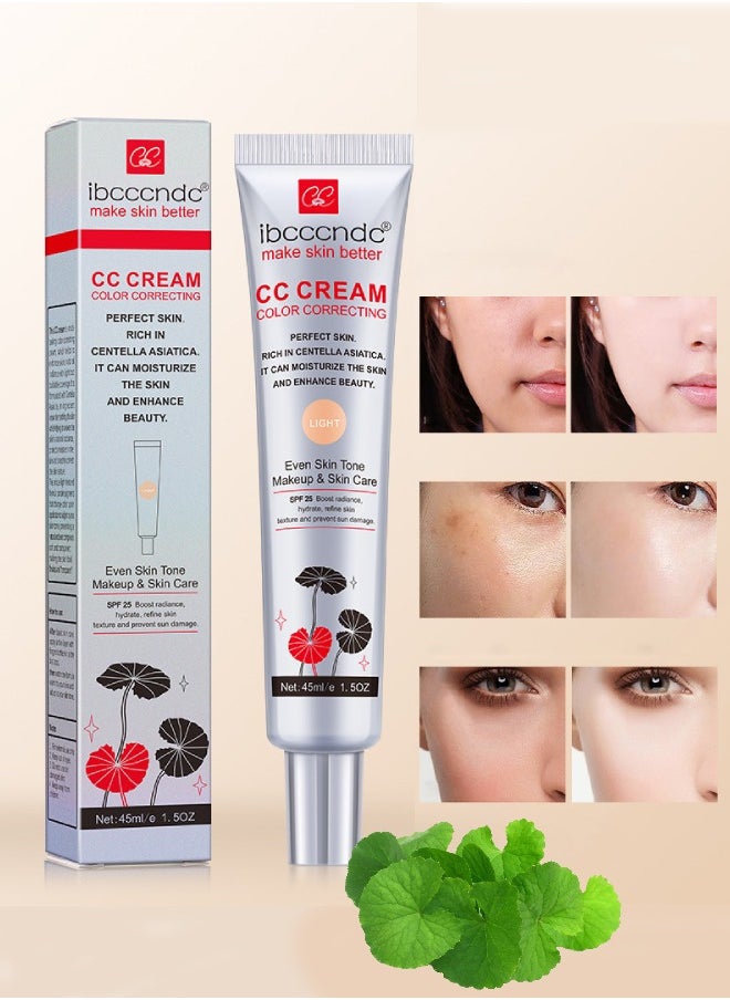 CC Cream Color Correcting Gel with Centella Asiatica Full Coverage Foundation Hydrating Cream and SPF 25 Sunscreen Even Skin Tone Moisturizing Hydrating Serum