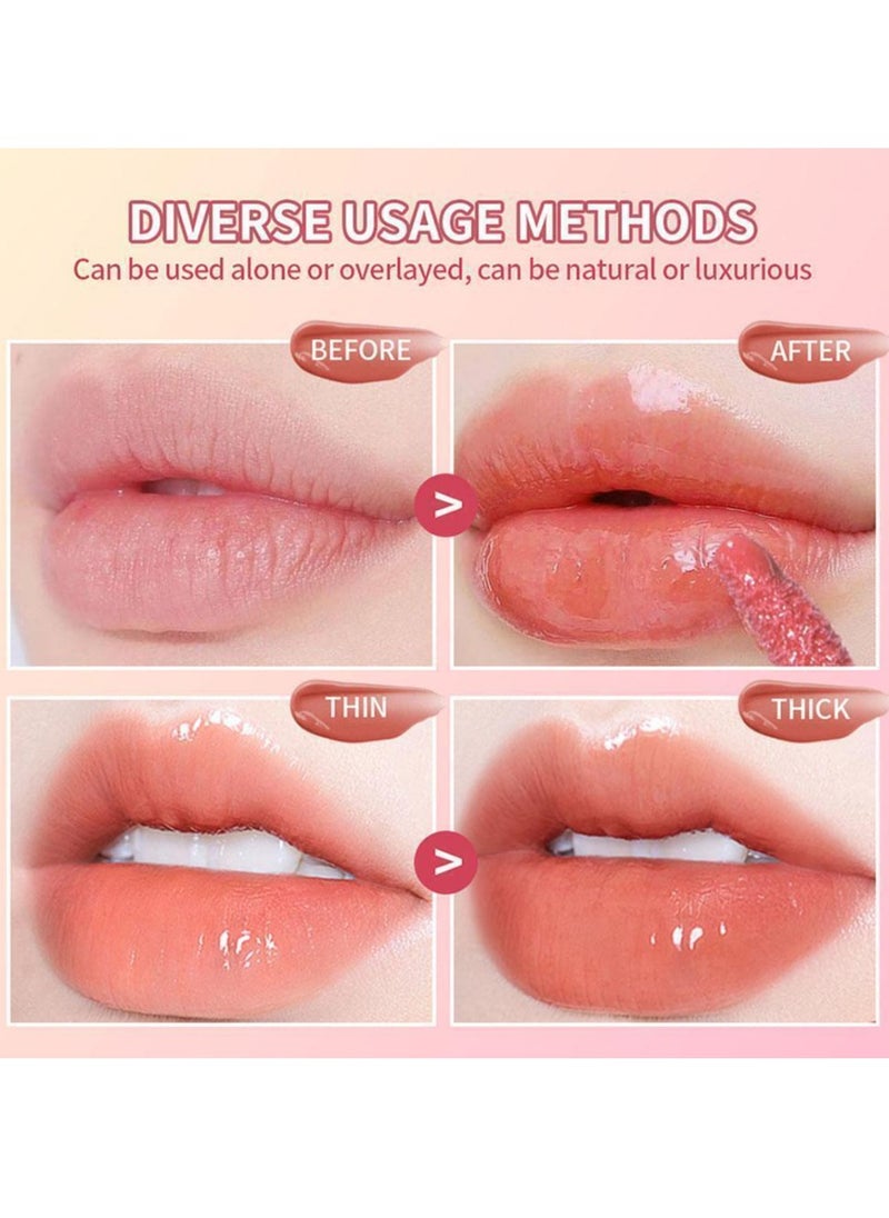 6PCS Lip Gloss Set Hydrating Liquid Lipstick Kit High Shine Clear Lip Plumping Glass Finish Lip Oil Gloss High Pigment Moisturizing Long Lasting Repairing Lightening Lip Line Balm 03