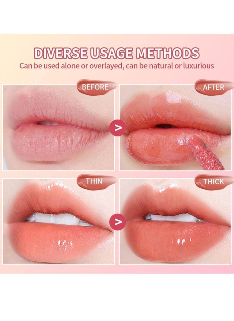 6pcs Set Clear Lip Gloss Lipstick Long Lasting Makeup Non Stick and Non Fading Moisturizing Non sticky Lip Makeup Moisturizing Clear and Color Cute Lip Gloss Liquid Lipstick Set 03