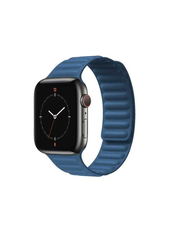 Premium Leather Adjustable Magnetic Watch Band for Apple Watch / Compatible for Apple Watch 40mm,38mm - Midnight Blue