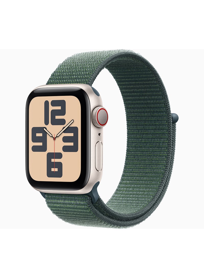 Watch SE (2024) GPS + Cellular 44mm Starlight Aluminium Case With Lake Green Sport Loop