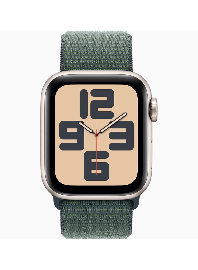 Watch SE (2024) GPS + Cellular 44mm Starlight Aluminium Case With Lake Green Sport Loop