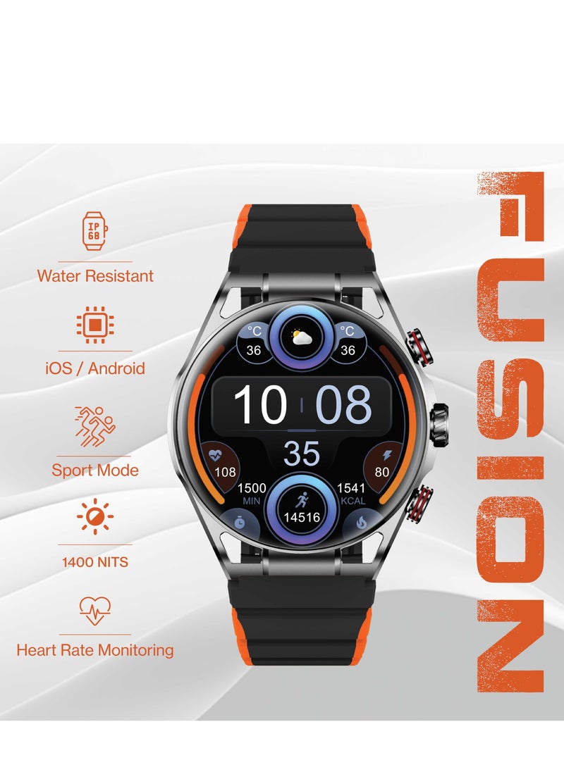 Maxwell Fusion Smart Watch for Men and Women, Dial/Answer Calls, SMS BT5.2, 40 Days Standby Time, IP68 Waterproof, AMOLED Retina Screen Smart Watch, Sports Mode, Compatible with iOS & Android (Black)