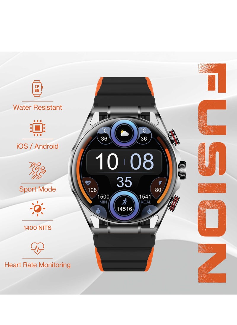 Maxwell Fusion Smart Watch for Men and Women, Dial/Answer Calls, SMS BT5.2, 40 Days Standby Time, IP68 Waterproof, AMOLED Retina Screen Smart Watch, Sports Mode, Compatible with iOS & Android (Silver)