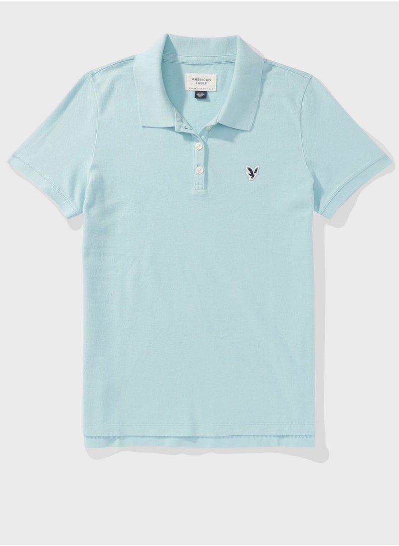 Logo Detail Short Sleeve Polo Shirt