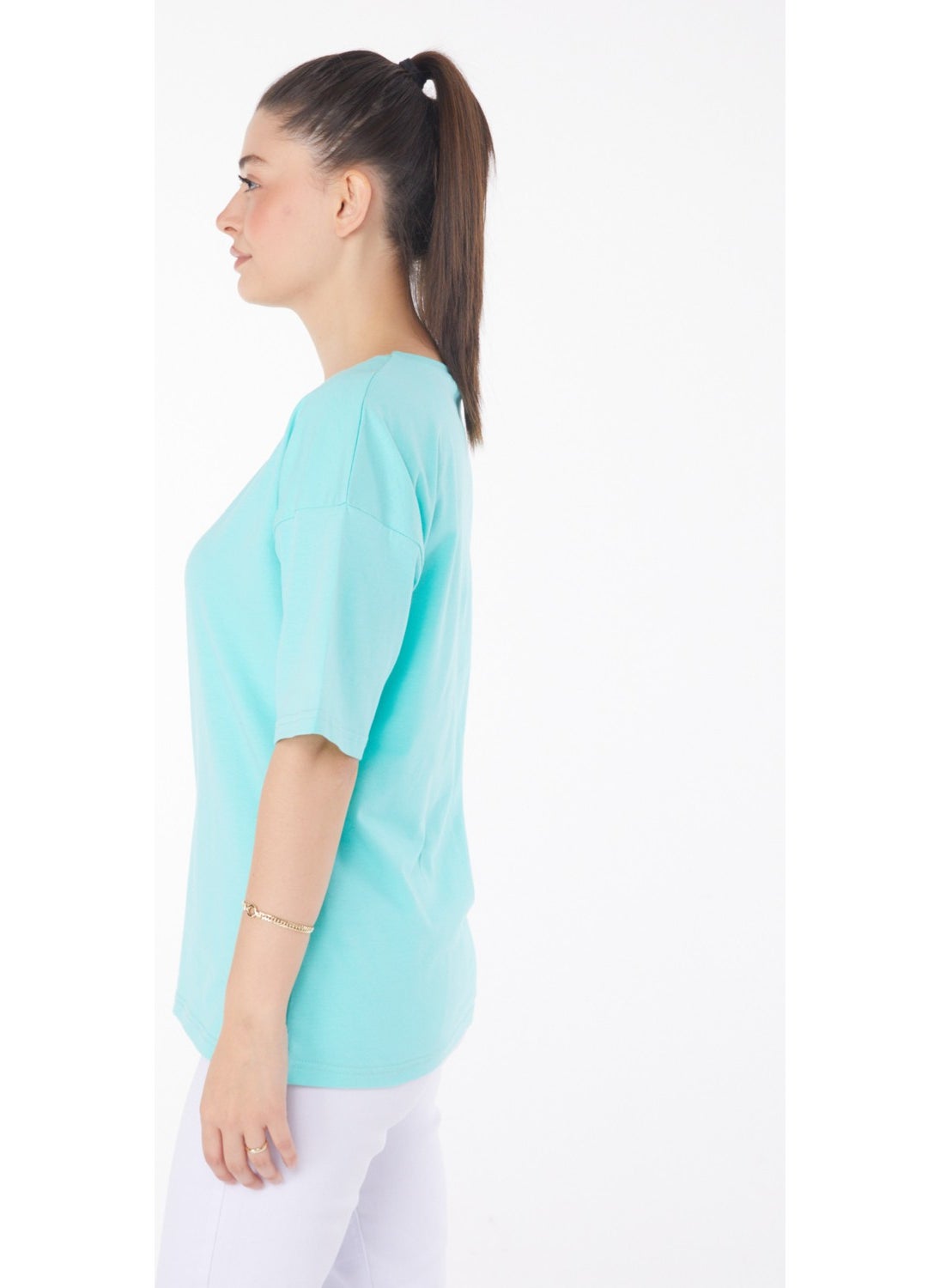 Plain Mid Women's Green T-Shirt - 25848