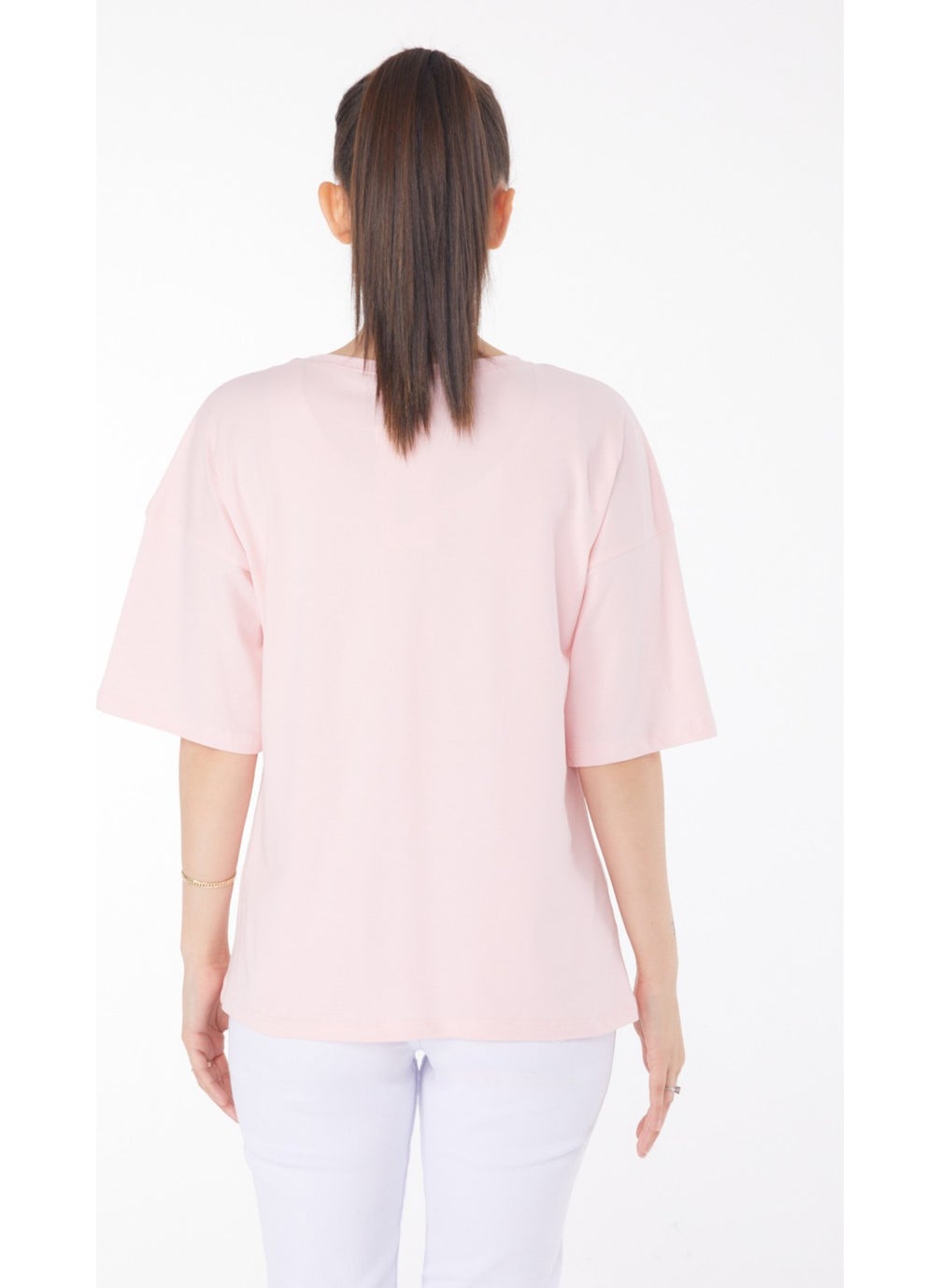 Plain Medium Women's Pink T-Shirt - 25848