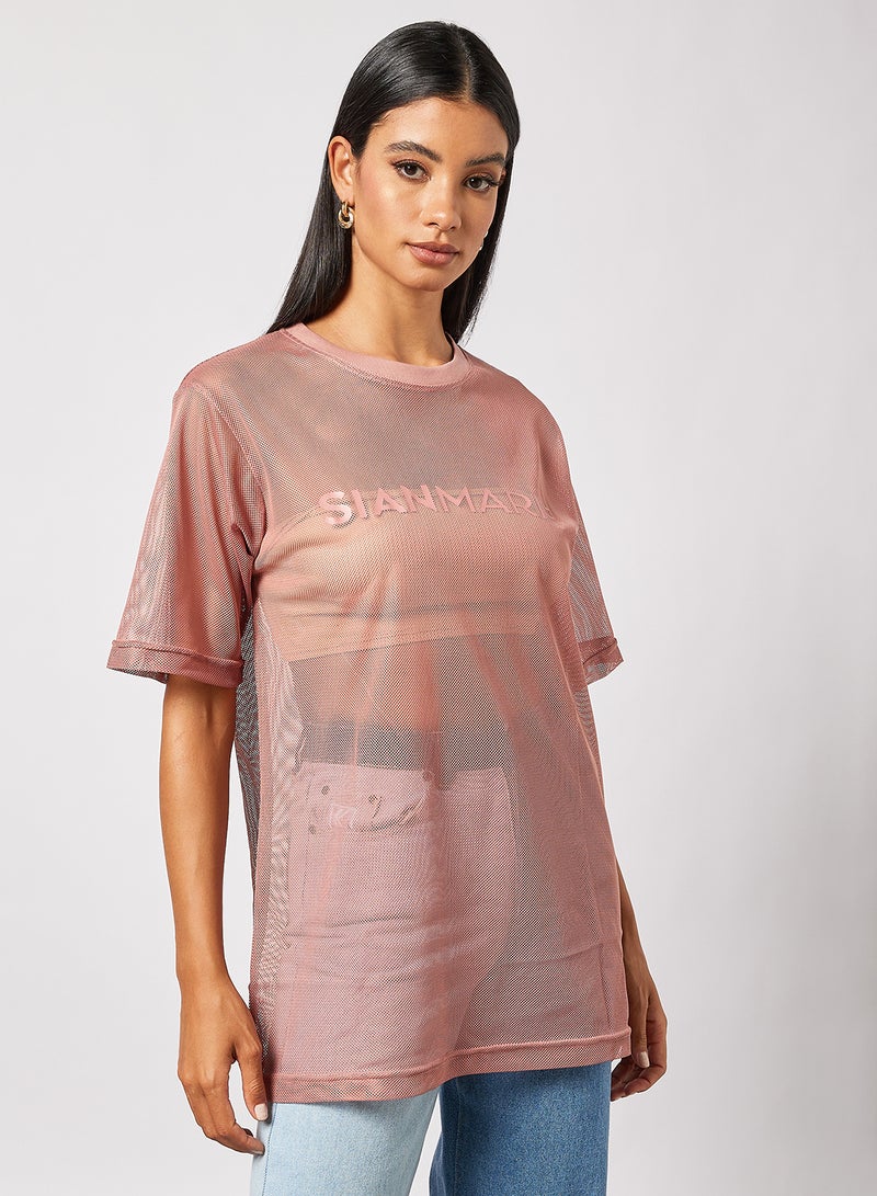 Oversized Mesh T-Shirt Pink