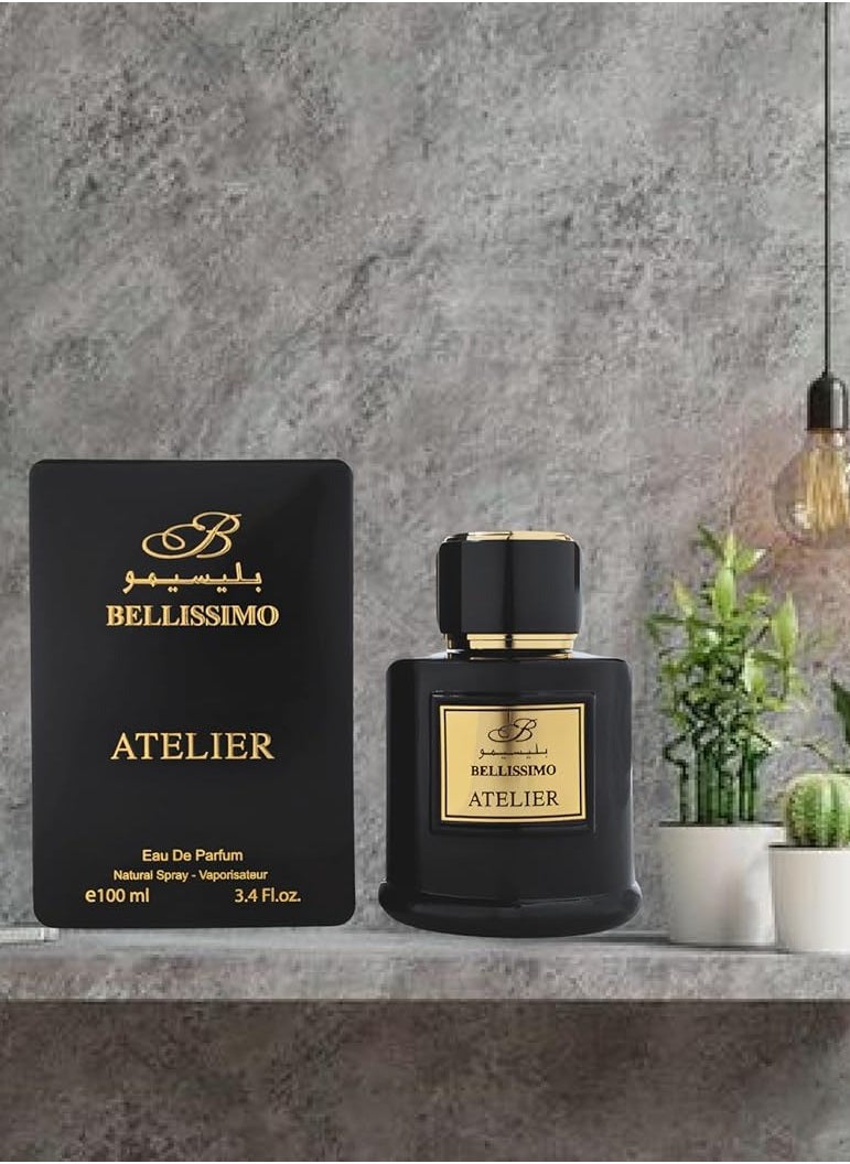 Bellissimo Atelier Black Eau de Parfum 3.4 fl oz   Captivating & Long-Lasting for Man Fragrance in Elegant Packaging