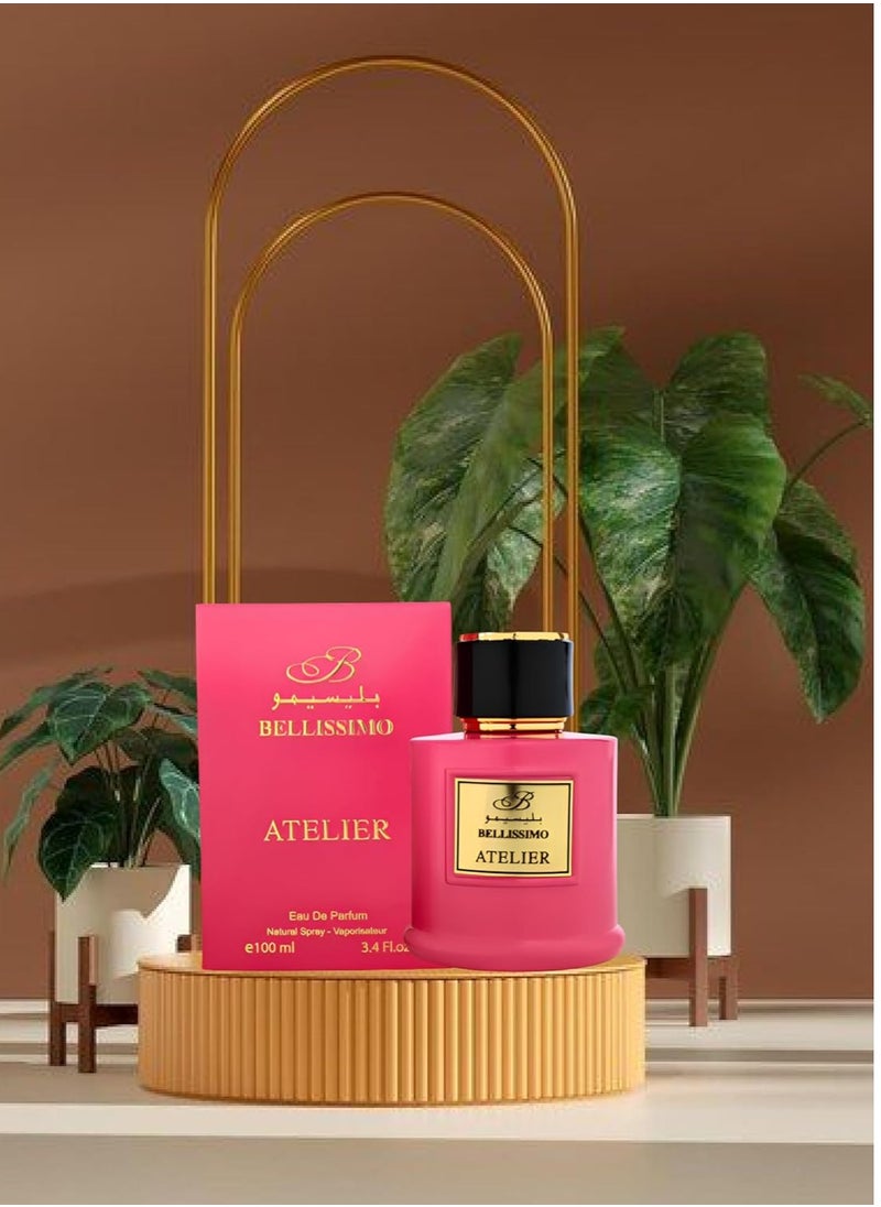 Bellissimo Atelier Pink Eau de Parfum 3.4 fl oz   Captivating & Long-Lasting Women's Fragrance in Elegant Packaging