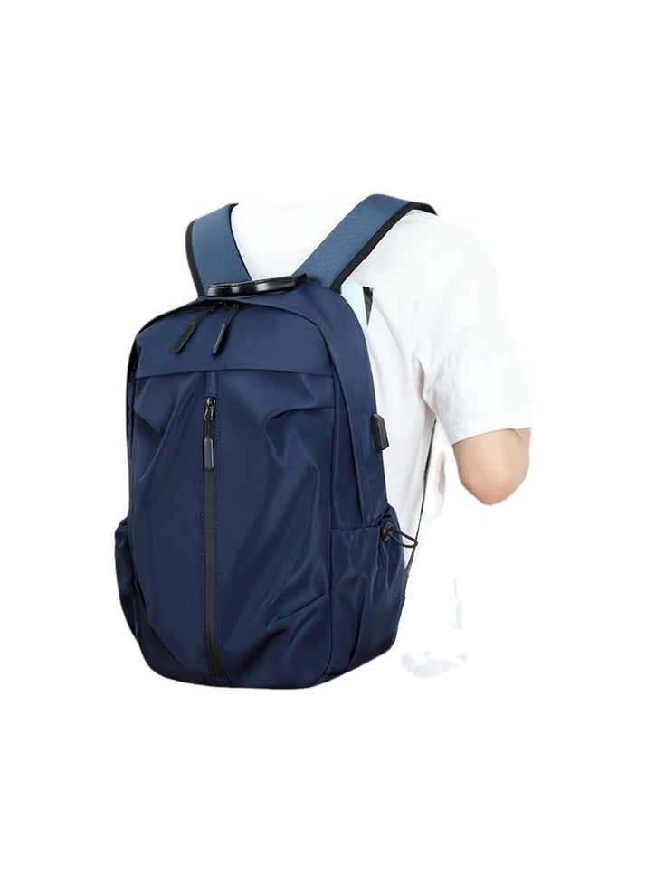 Men's Comfortable Backpack Trend Minimalist University Student School Bag Fashion Open Travel Colour:Night blue