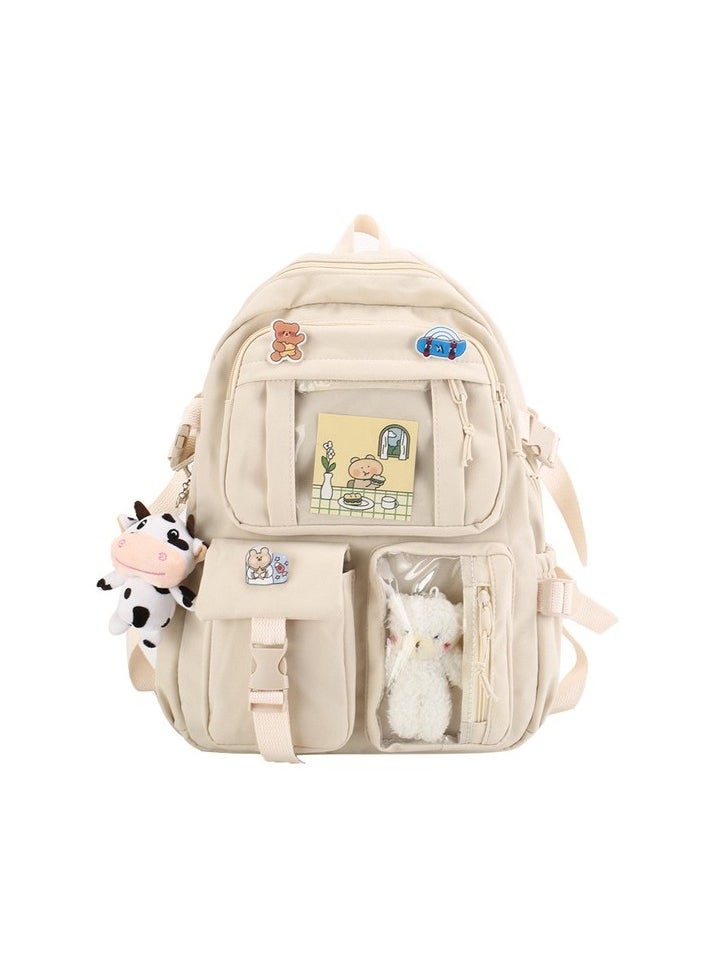 Magic Oxford Fabric Harajuku Style Backpack Colour:Beige Sizes:43*32*13cm