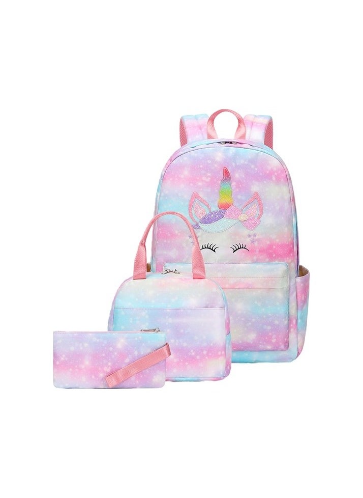 Three -piece with a large capacity backpack for the first and secondary school students Colour:Colourful model:Pencil bags