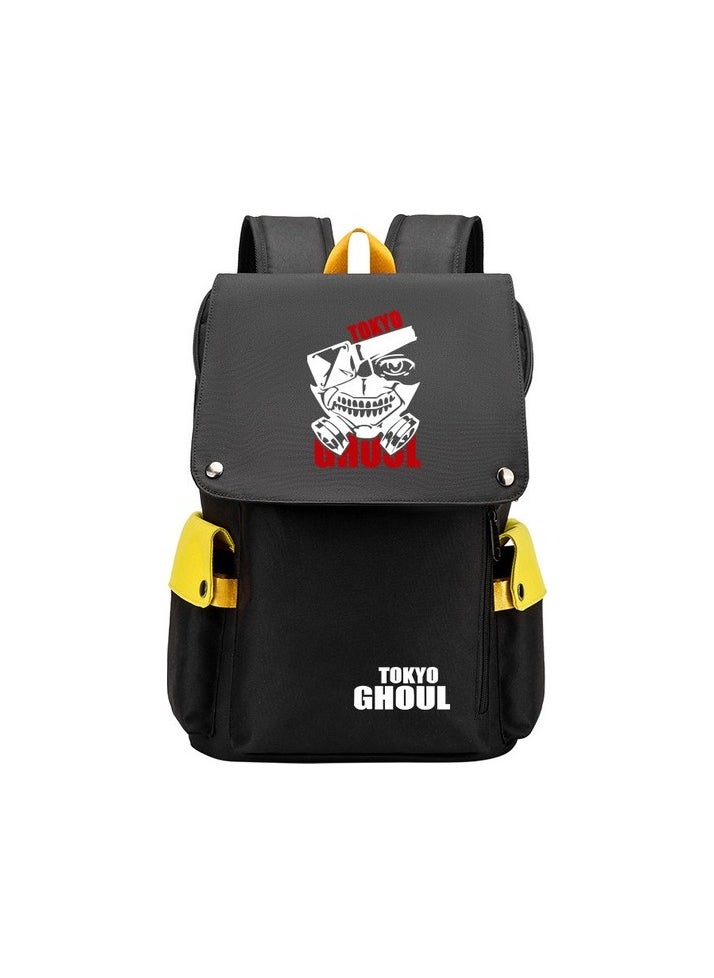 Tokyo Ghoul Ghoul Jinmuyan Computer Canvas Travel Bag Around Tokyo Ghoul Colour:Yellow Sizes:Flip backpack