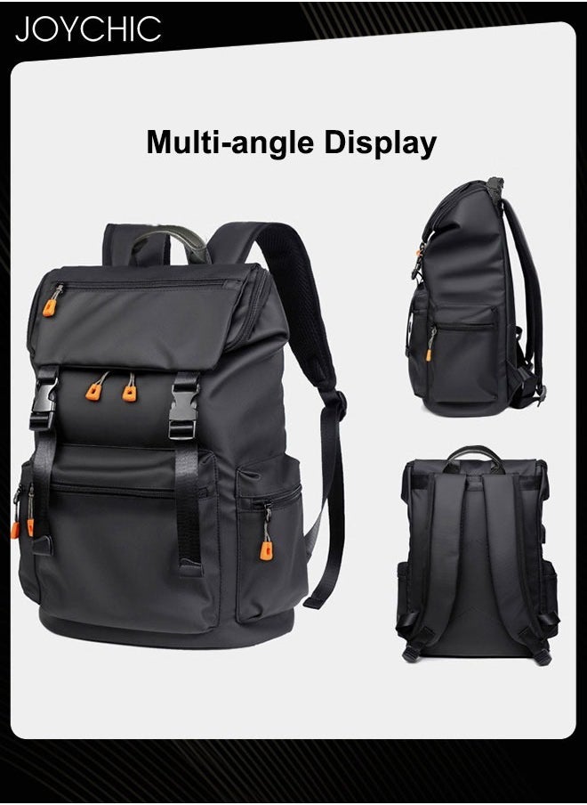 Large Capacity Business Travel Hiking Camping Backpack Waterproof Multifunctional Laptop Backpack with USB Charging Port for Men School Students Black