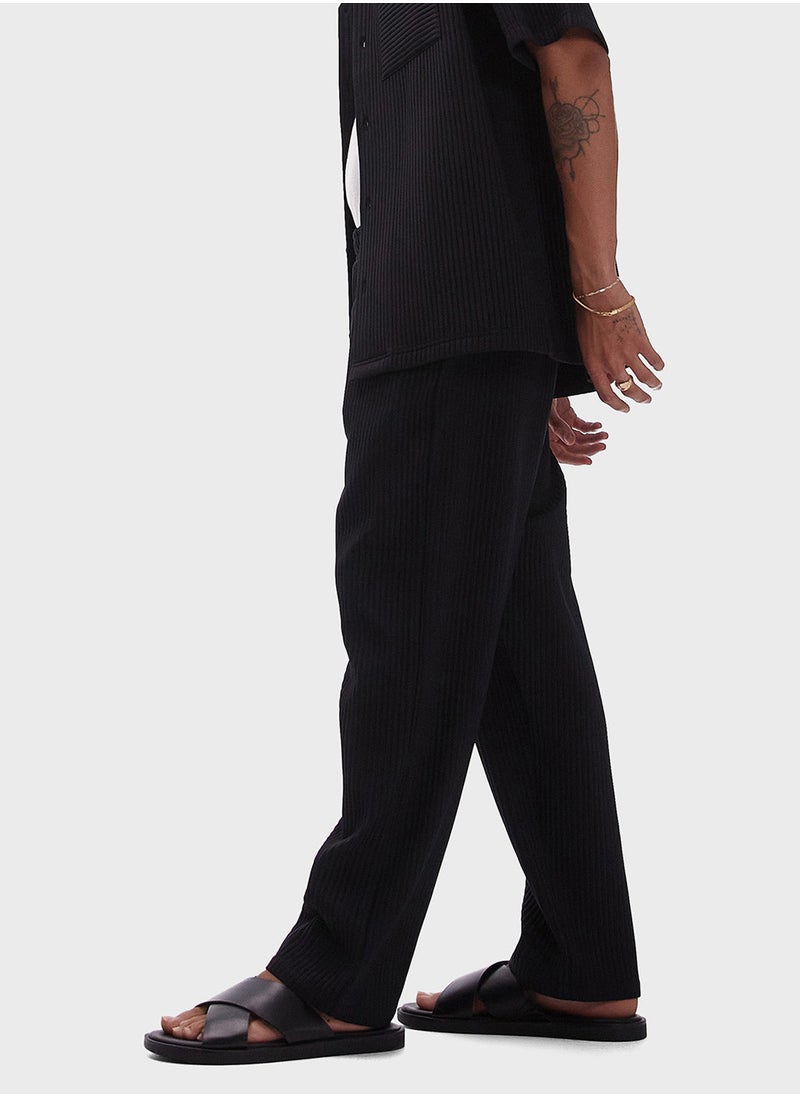 Plisse Straight Fit Pants