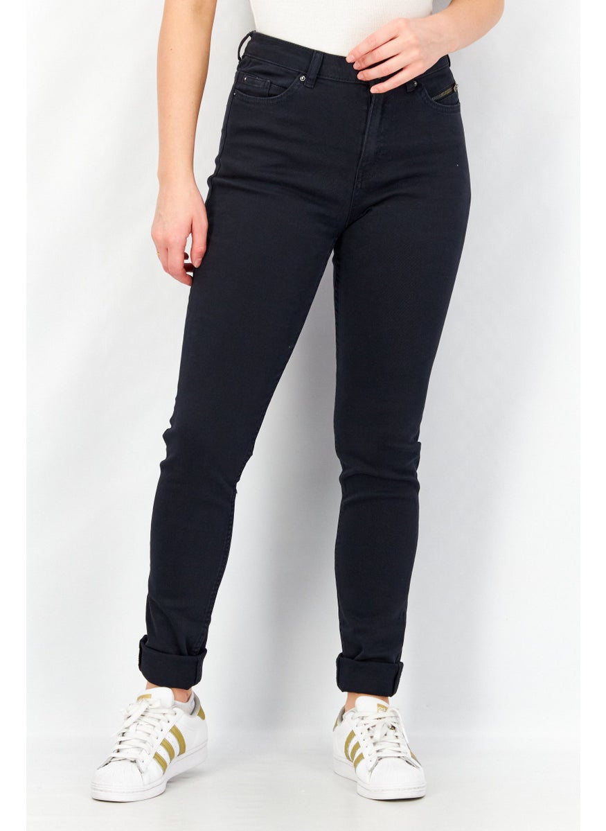 Women Skinny Fit Stretchable Plain Denim Jeans, Dark Grey