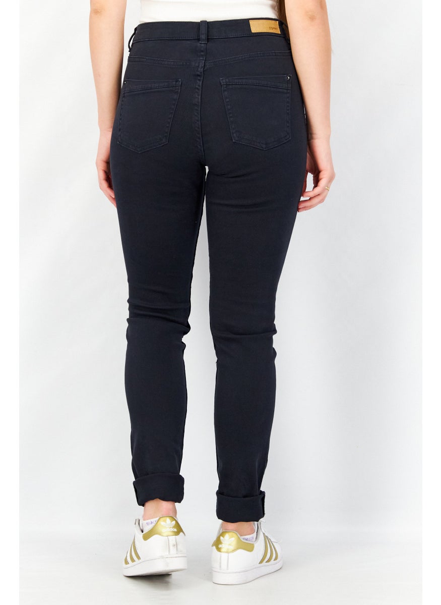 Women Skinny Fit Stretchable Plain Denim Jeans, Dark Grey