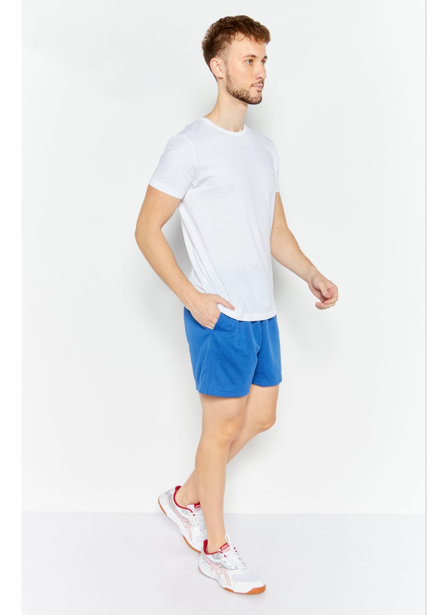 Men Textured Drawstring Shorts, Blue