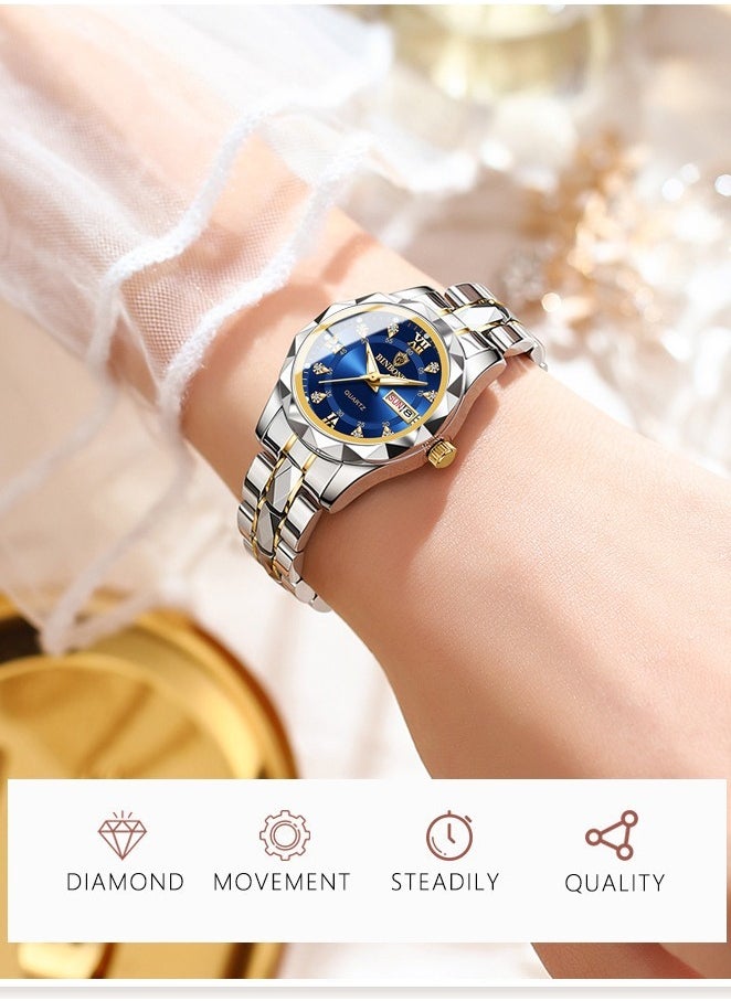 Ladies Business Dual Calendar Luminous Waterproof Quartz Watch