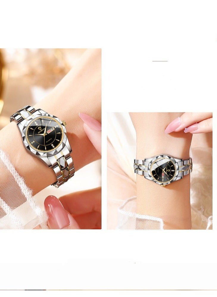 Ladies Business Dual Calendar Luminous Waterproof Quartz Watch