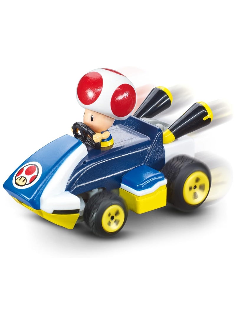 2.4 GHz Mario Kart Mini RC, Toad | Remote Control Toy for Kids | Turbo speed, precise steering | Eco-friendly paperbox packaging | Fun racing for ages 6+