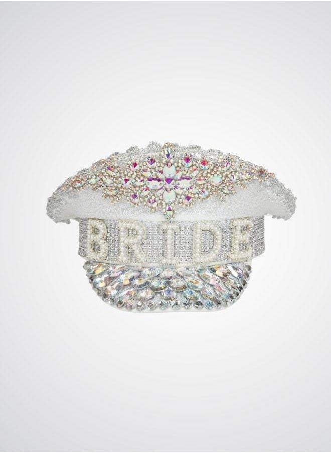 BRIDE Rhinestone and pearl captain hat